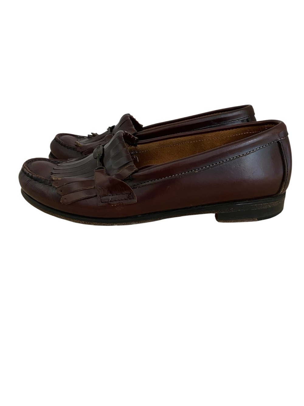Flash Sale G.H Bass Weejuns Burgundy Leather Kiltie Horsebit Loafers 8 Preppy - Picture 6 of 14